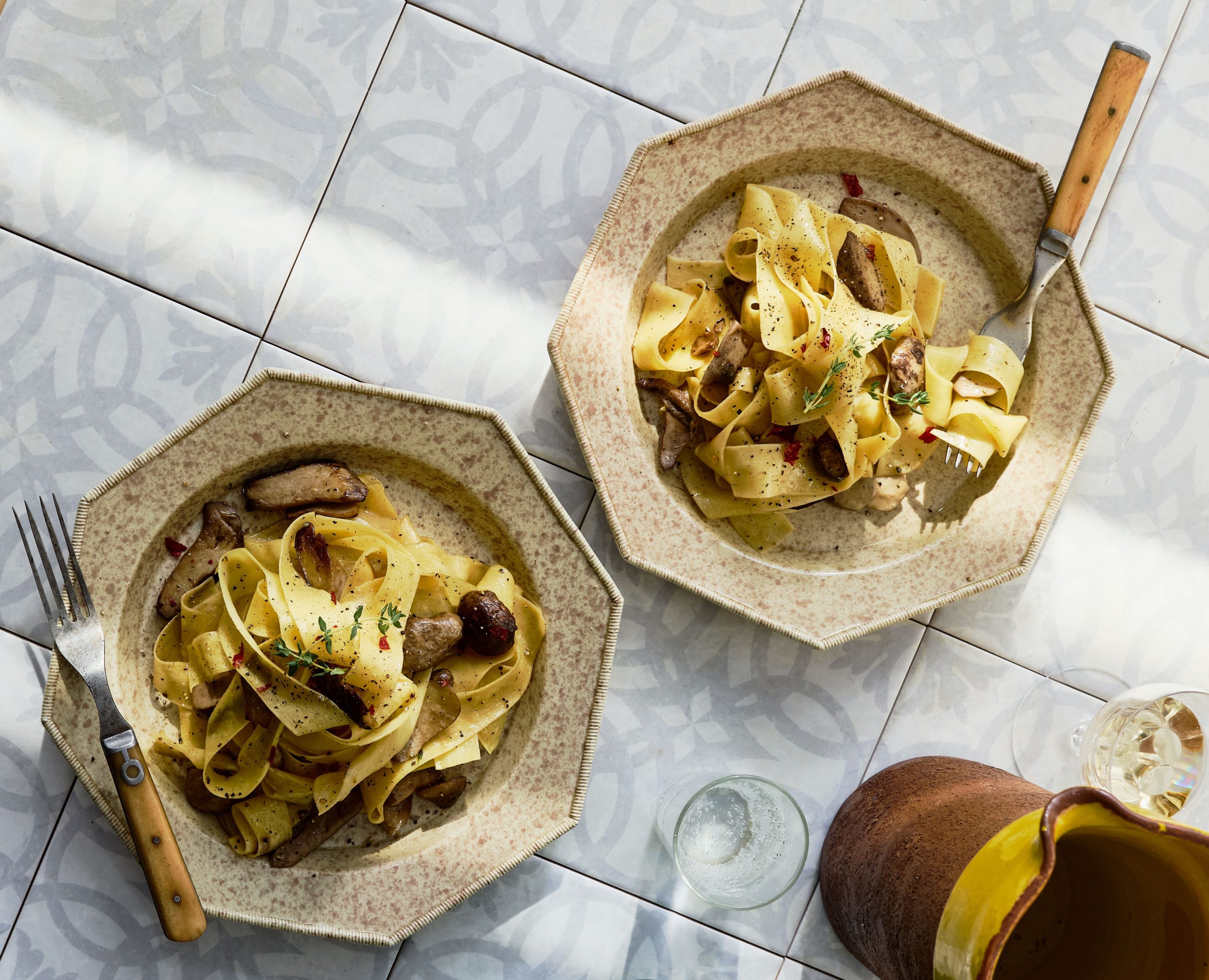 Tagliatelle with Fresh Porcini Mushrooms.