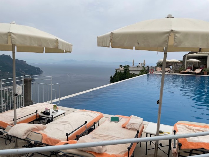 The view from the infinity pool at Hotel Caruso in Ravello.