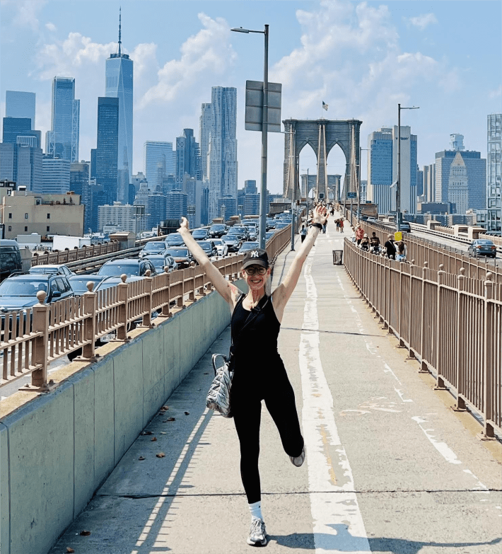 Chef Elena Salati on the Brooklyn Bridge.