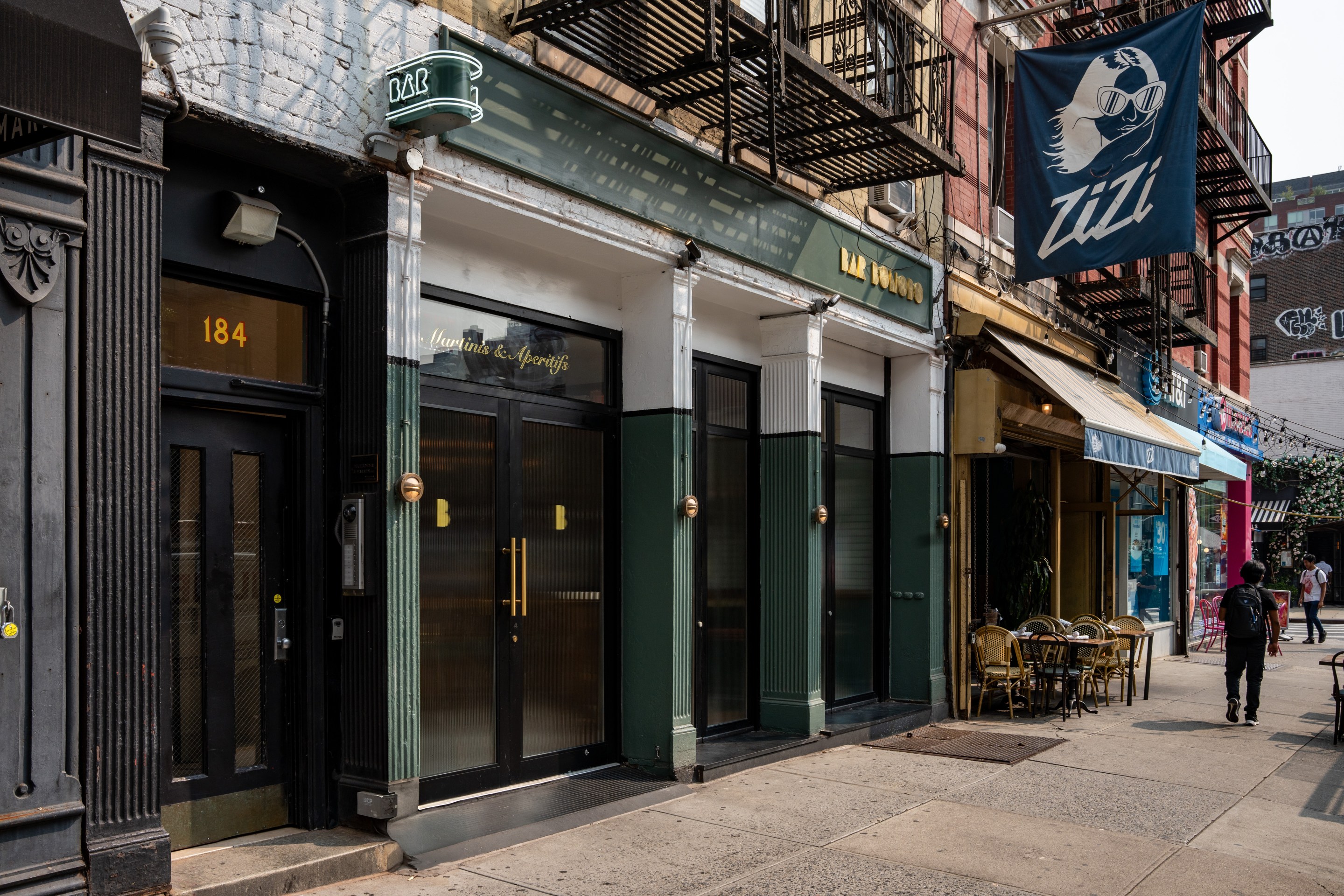 The exterior of Bar Bonobo in NYC's Chelsea neighborhood.