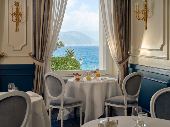 Breakfast view of the Ligurian Sea from the Grand Hotel Miramare. Courtesy of Grand Hotel Miramare.