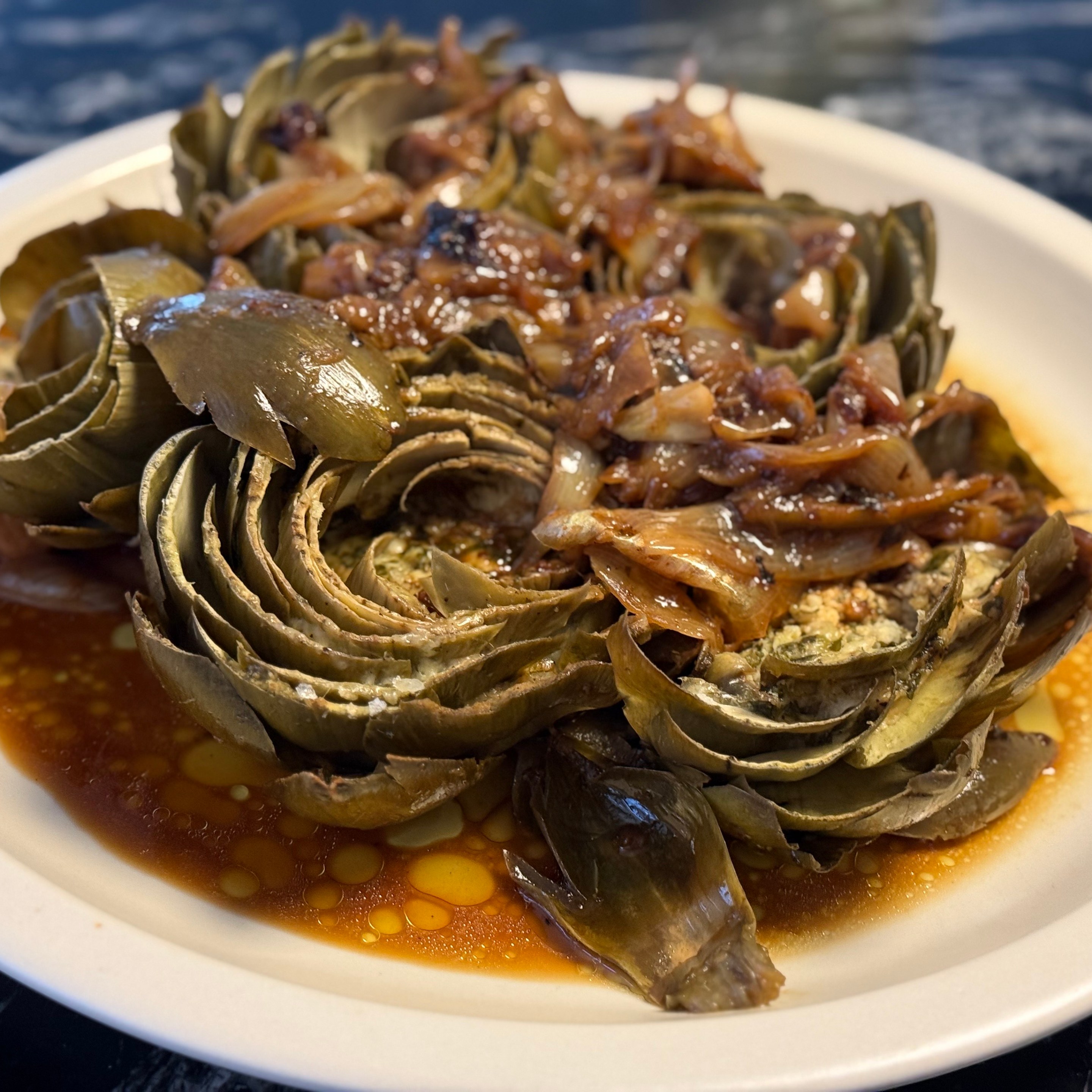 A soft and savory artichoke dish by Joanna Moeller.