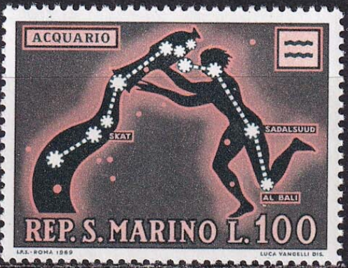 The sign of Aquarius (Acquario).