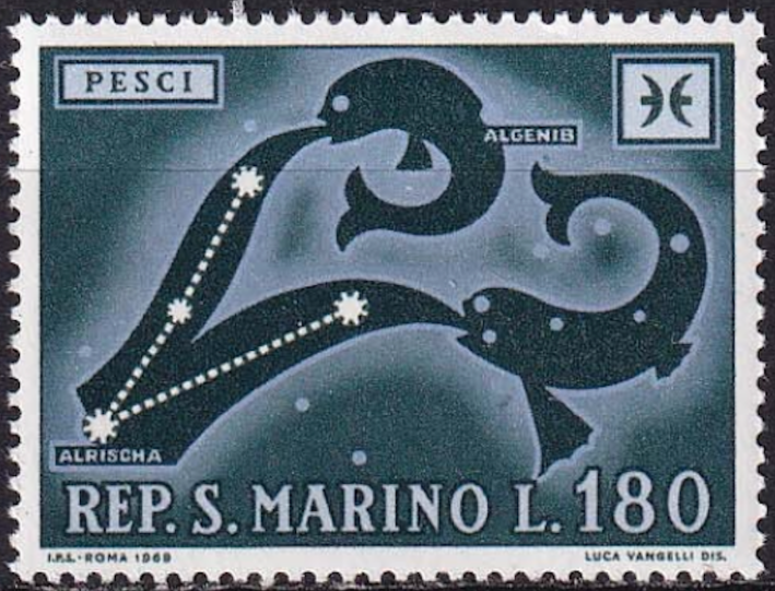The sign of Pisces (Pesci).