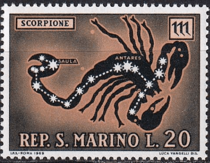 The sign of Scorpio (Scorpione).