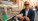 Stanley Tucci enjoys a panino and red wine at a street food stall in Florence.