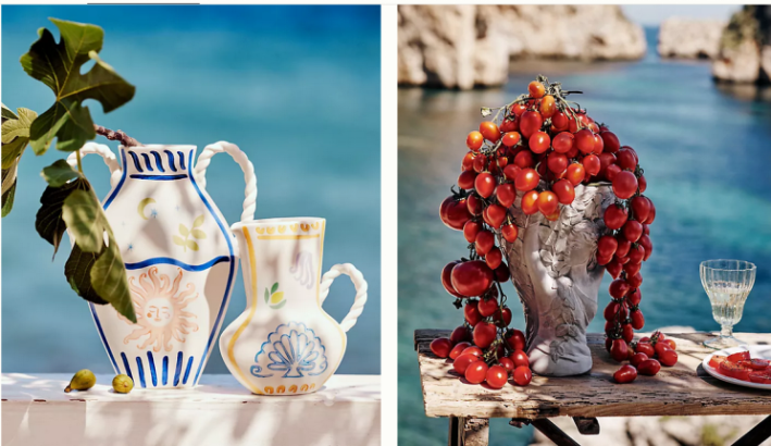The Dimitria Stoneware Vase and Daphne Cement Bust Pot. Photo courtesy of Anthropologie.