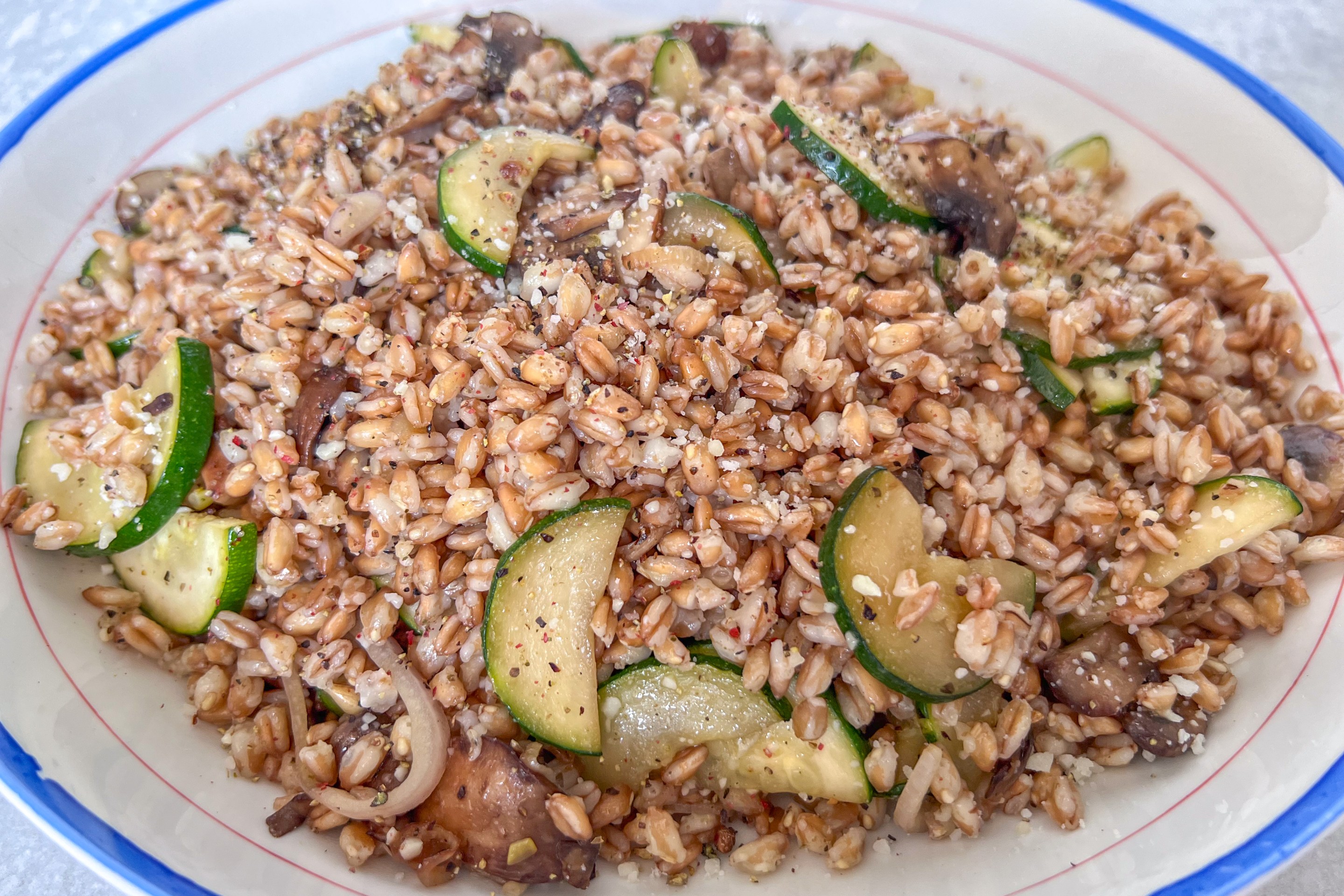 Farro, Zucchini & Mushrooms by Danielle Simone Arata.