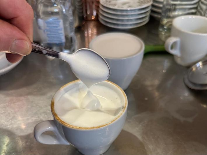 A cappuccino with a smooth, creamy froth.