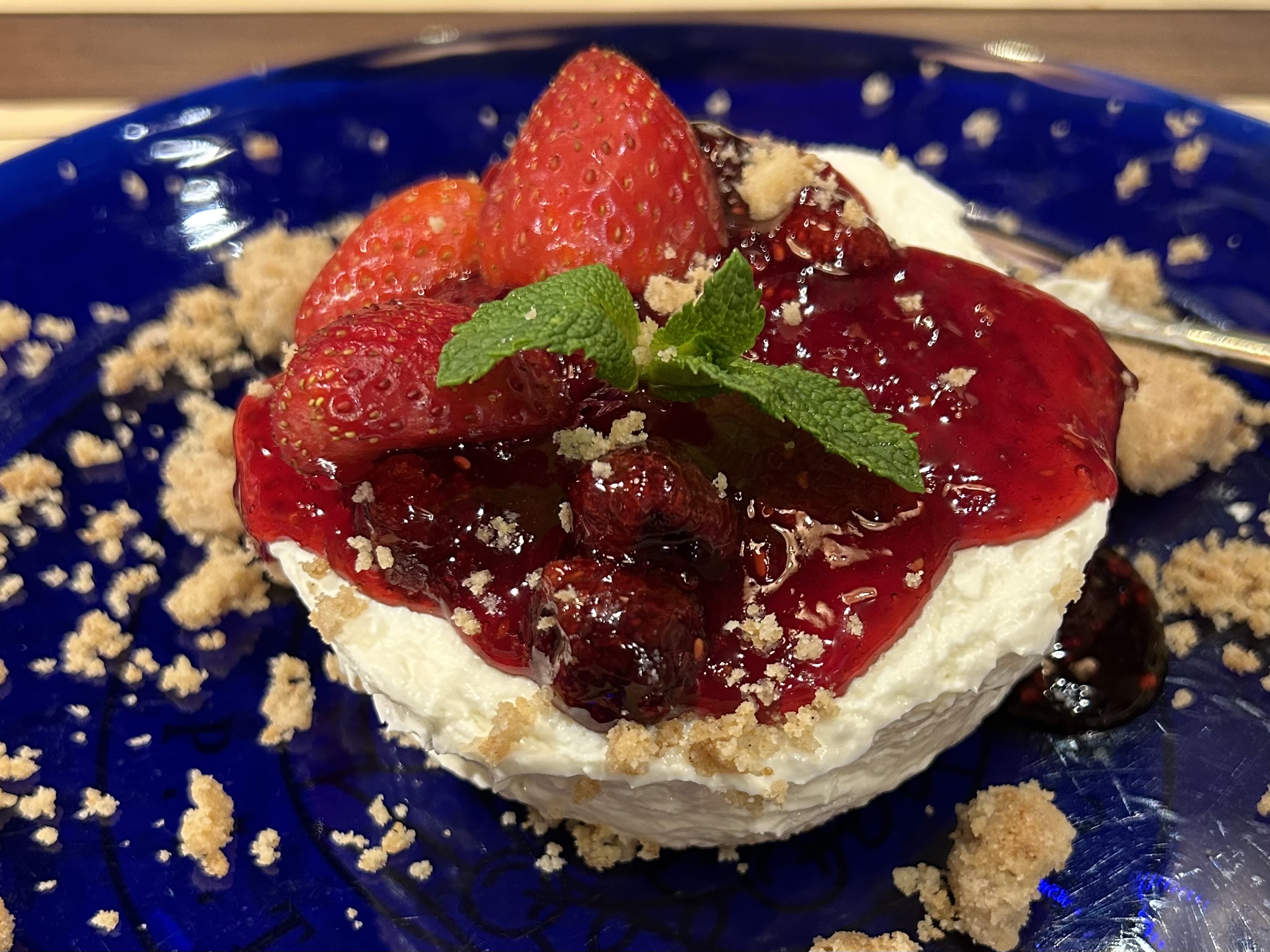 cheesecake topped with berries