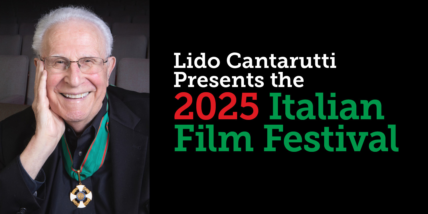 Photo of Lido Cantarutti, film festival promoter. Man with glasses and medal around his neck.