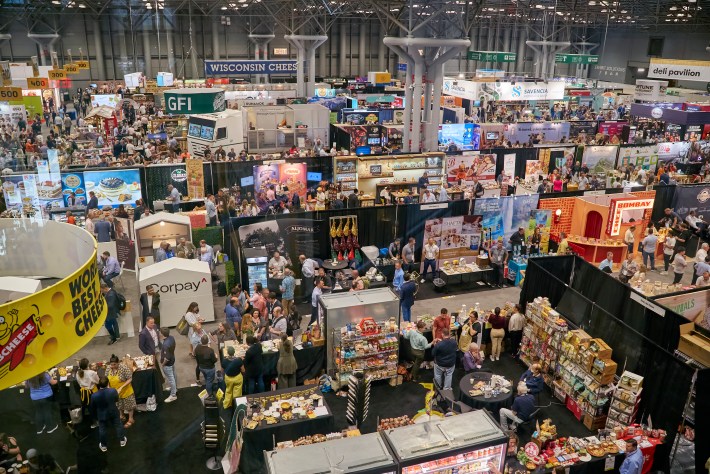 Overhead view of a busy trade floor at the Summer Fancy Food Show