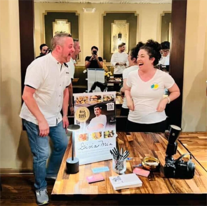 The respective Porchetta Throwdown winners, Jeff Gallan and Cara Di Falco.