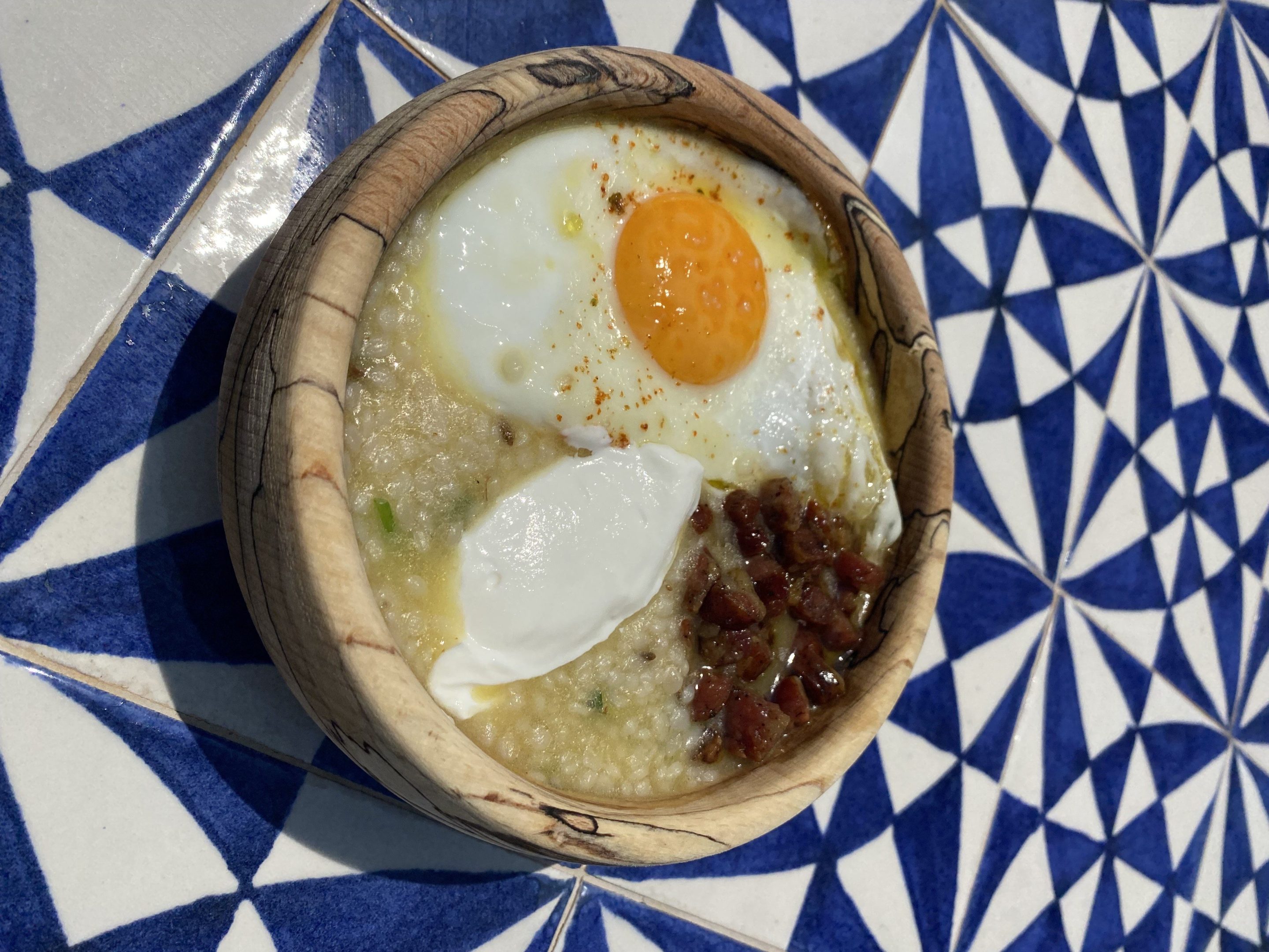 Greek “Trahana” as served at Olvo restaurant at the Andronis Minios hotel on the Greek island of Paros.