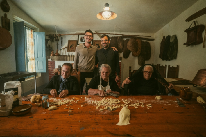From left, Anana co-founders Blake Takushi and Teodoro Mefalopulos with Nonnas.