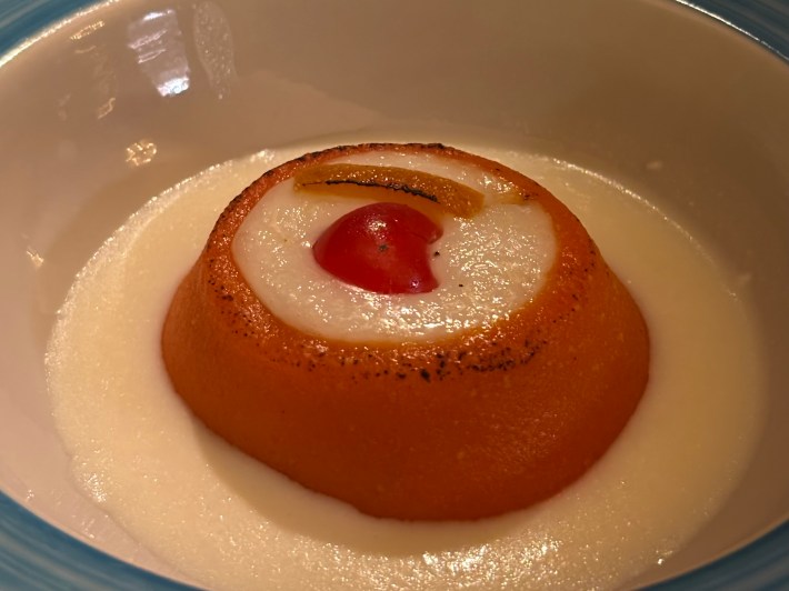 Cassata cake dessert with candied fruit at Amo restaurant
