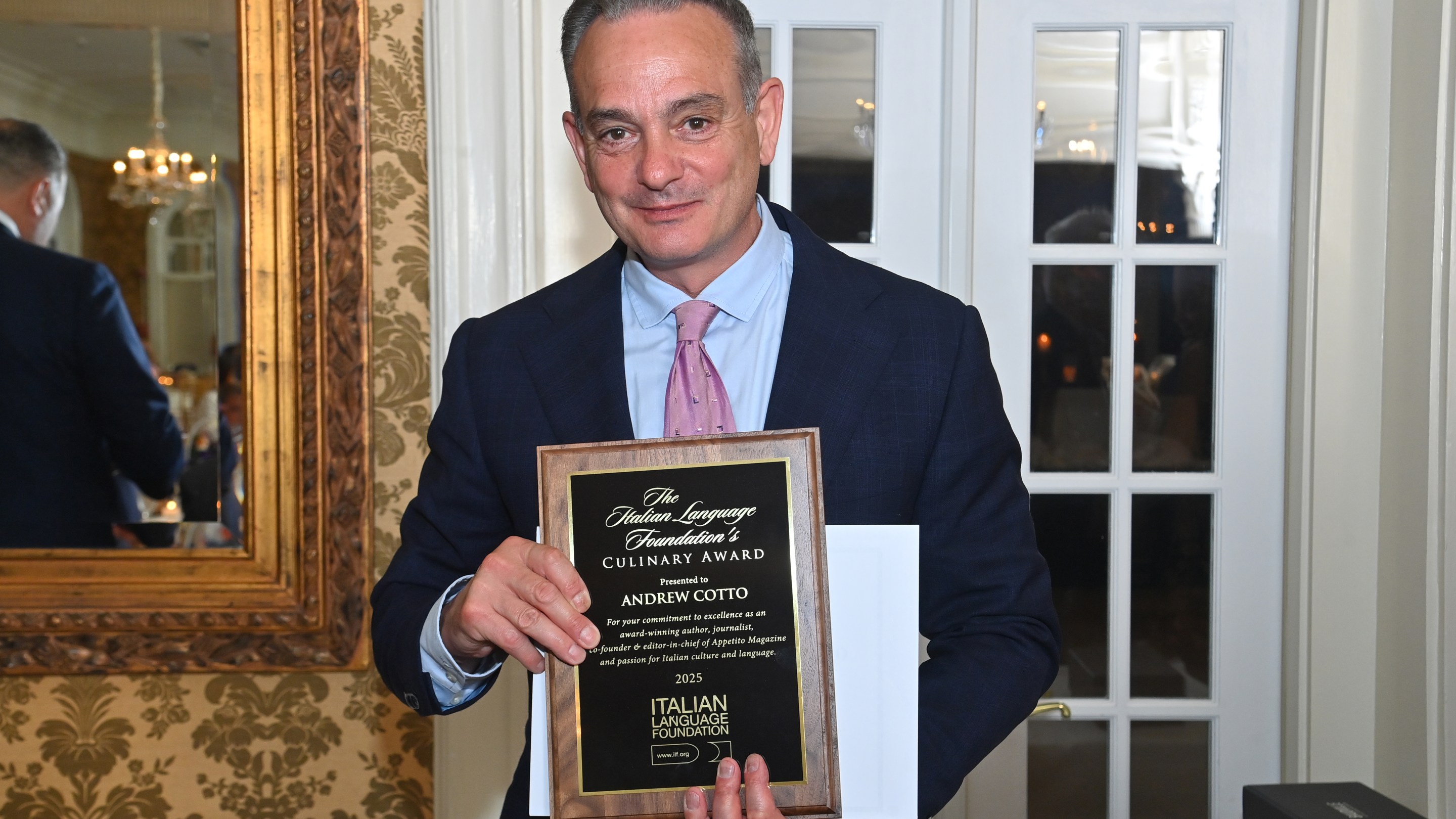 Appetito Co-founder and Editor-in-Chief, Andrew Cotto, with his 2025 Giambelli Culinary Award.