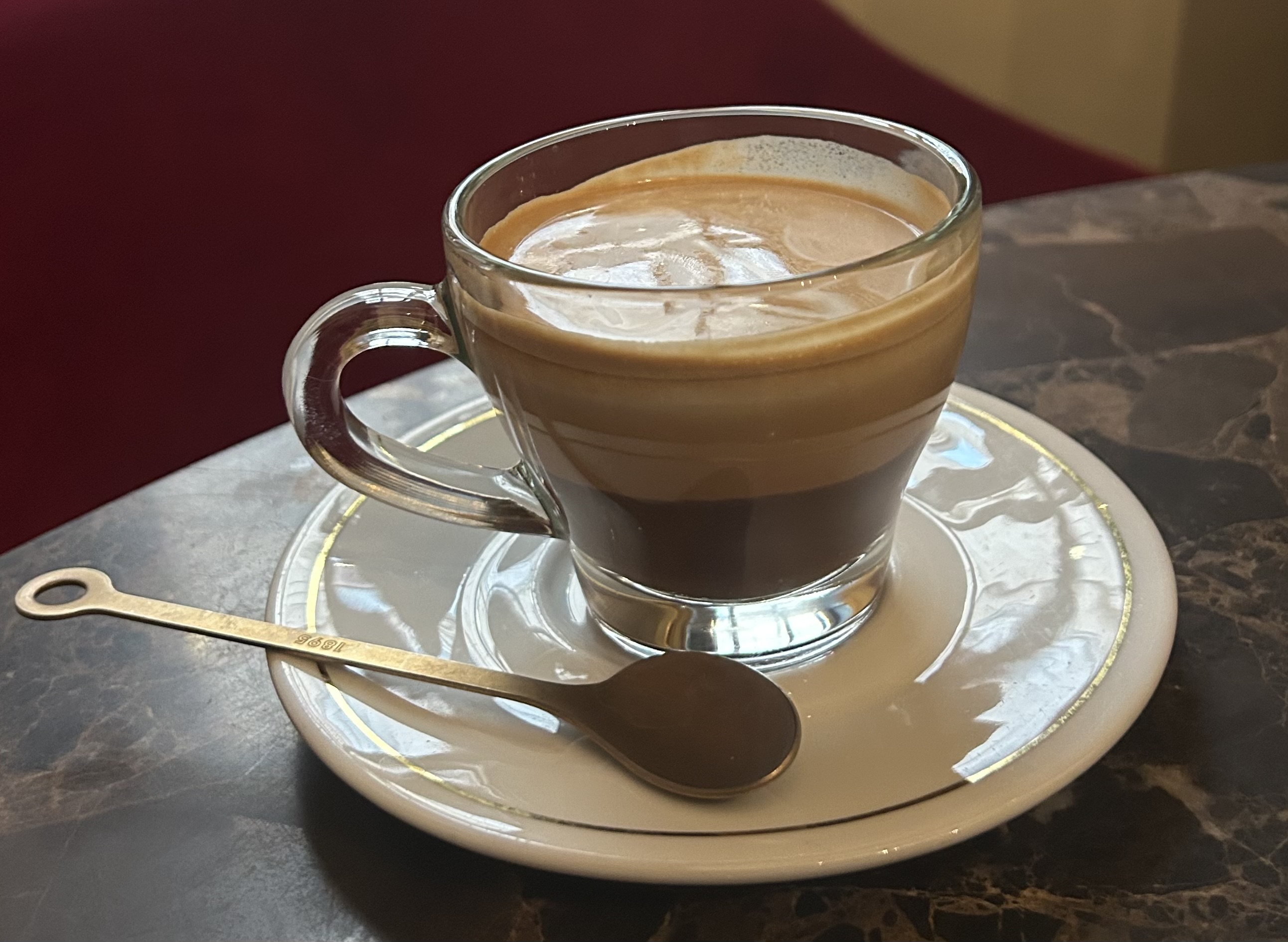 Caffè San Carlo’s iconic bicerin offers a rich gianduia flavor in every sip. Photo: Justin Patulli.