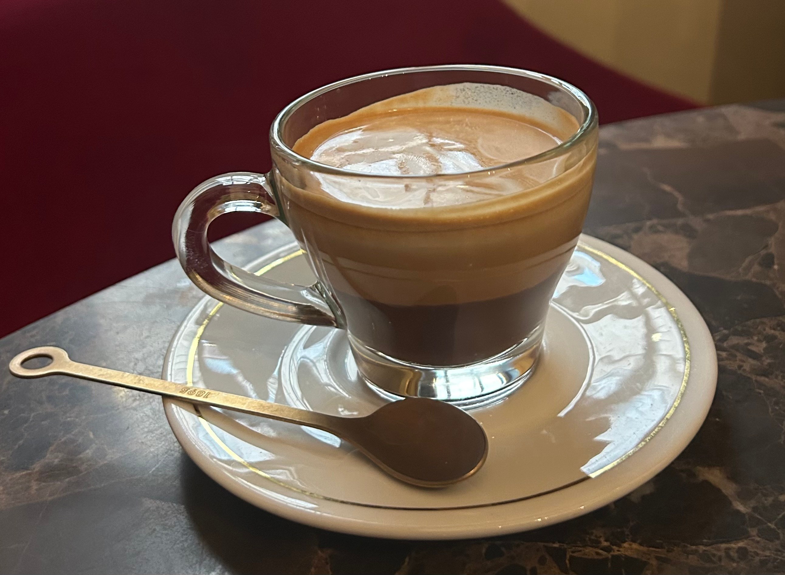 Caffè San Carlo’s iconic bicerin offers a rich gianduia flavor in every sip. Photo: Justin Patulli.