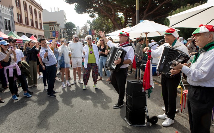 Accordion players perform in North Beach during the San Francisco Italian Heritage Parade