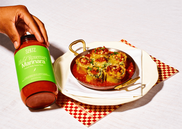 Summer Pinwheel Lasagna at The Standard Grill using Wild Rosemary Marinara from Sauz.