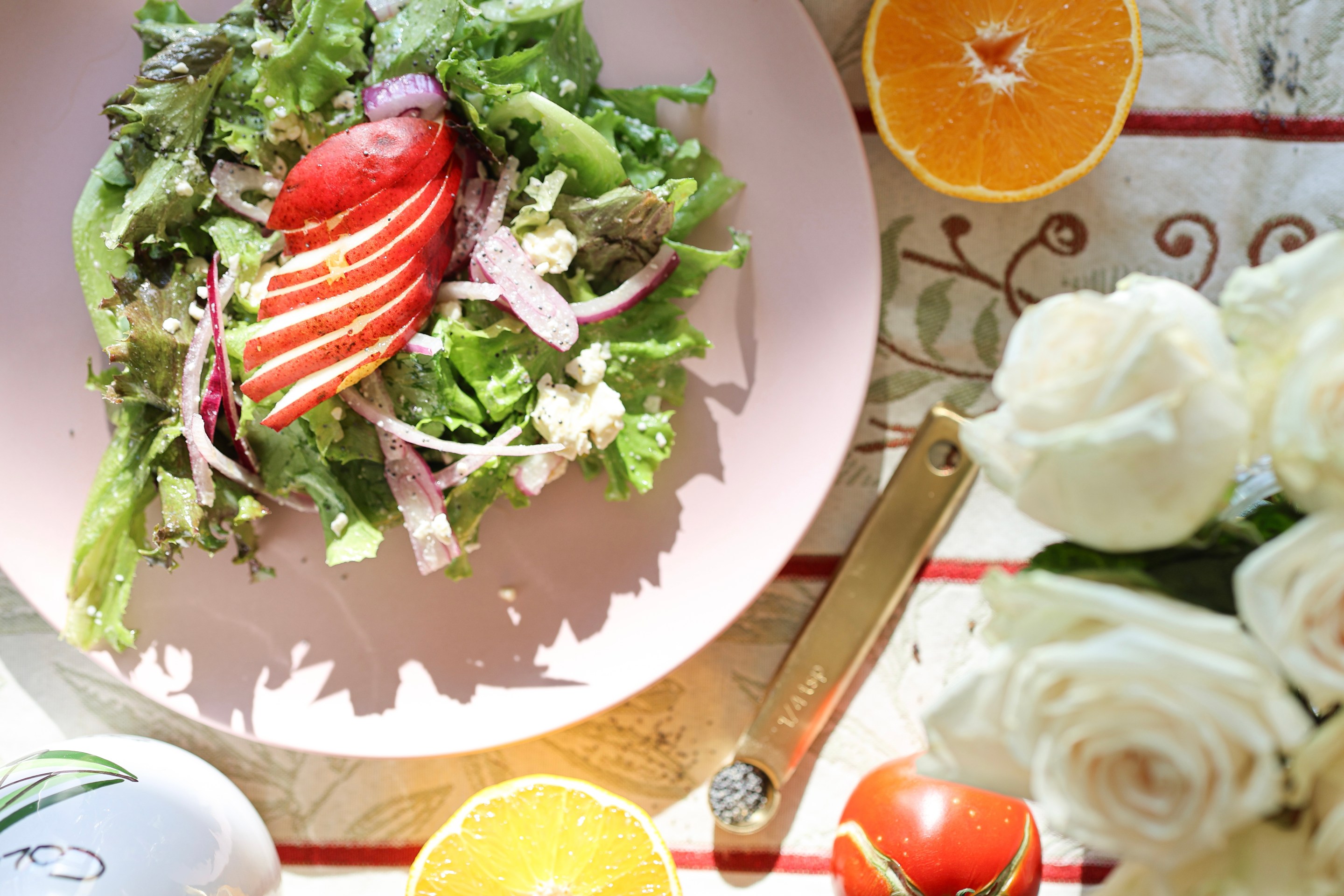 An Italian American Poppyseed & Pear Salad.