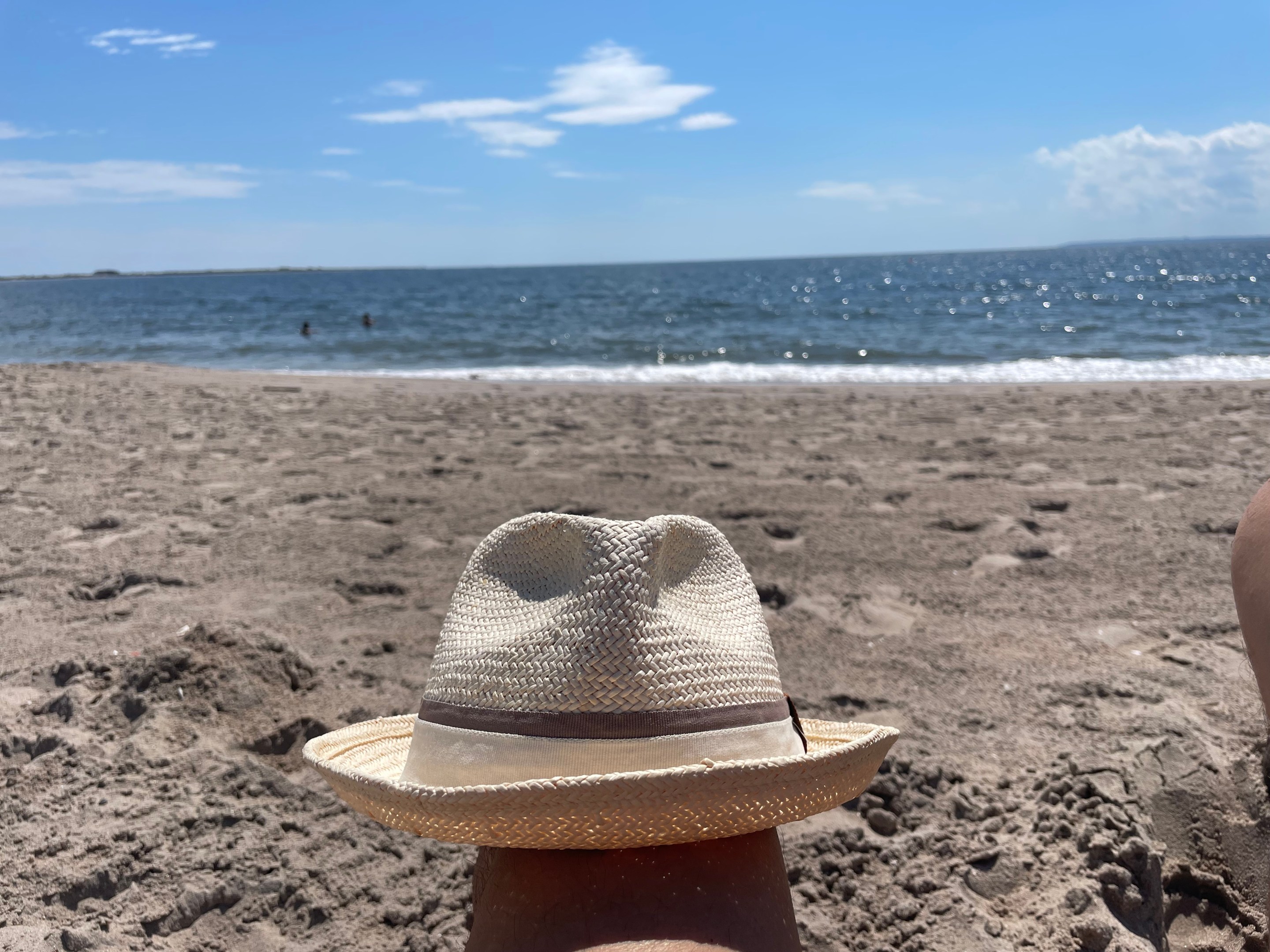 The tranquil shoreline of Brighton Beach, Brooklyn.