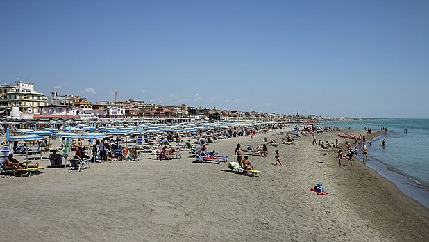 The coastline of Ostia Lido, a short distance from the city center of Rome.