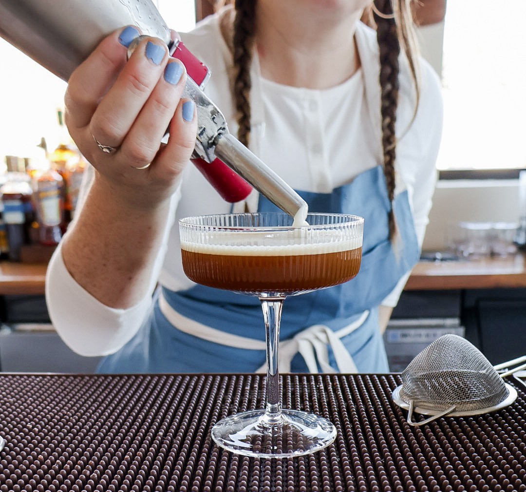Espresso martini topped with cream at Abbiocco
