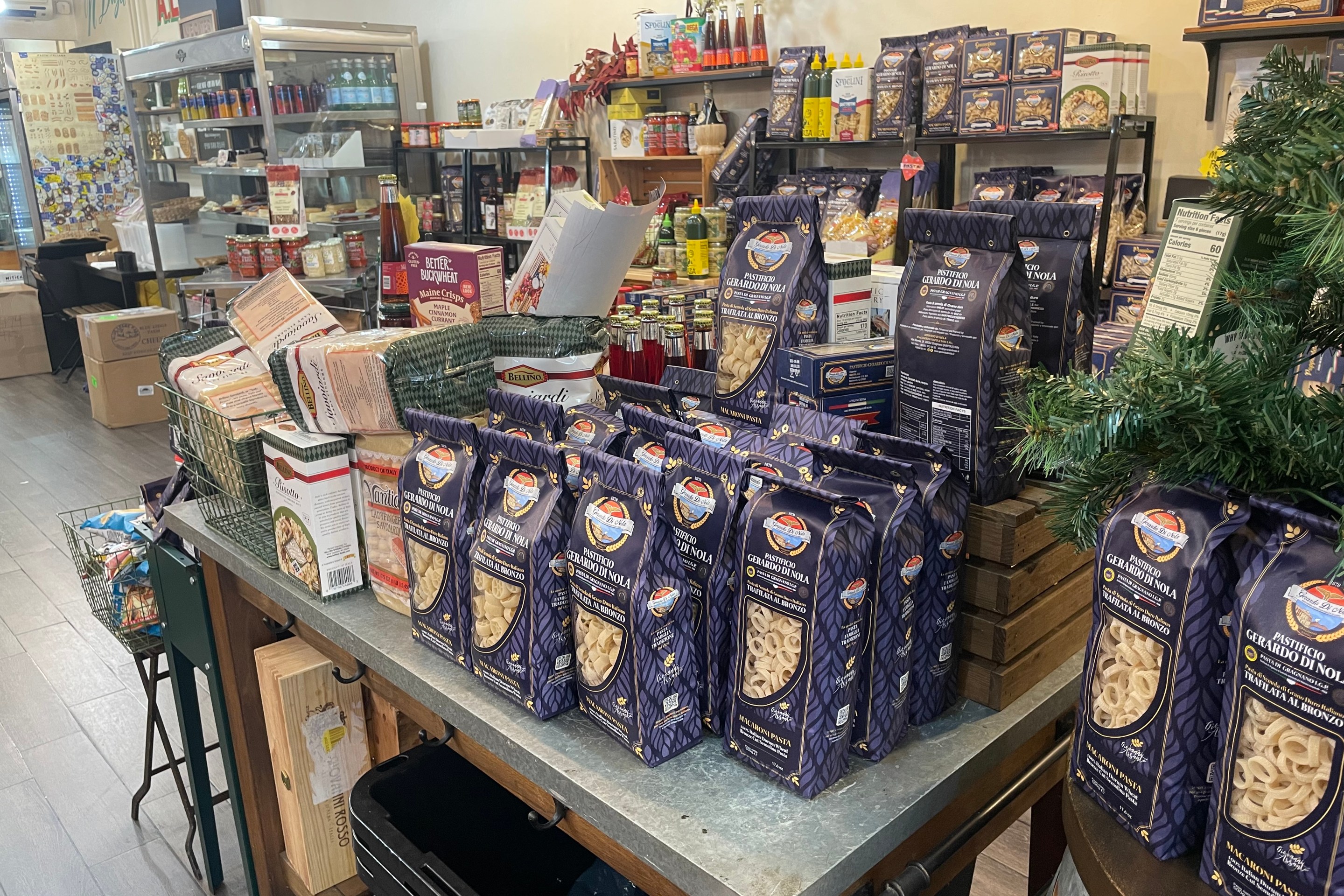 A display of artisinal pasta and products at A.L.C. Alimentari in Bay Ridge, Brooklyn.