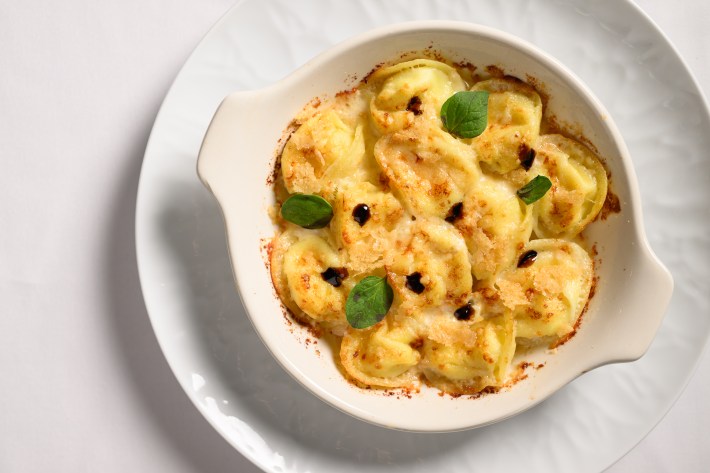 Tortellini Al Forno with prosciutto di Parma and fig glaze at Altamura Trattoria