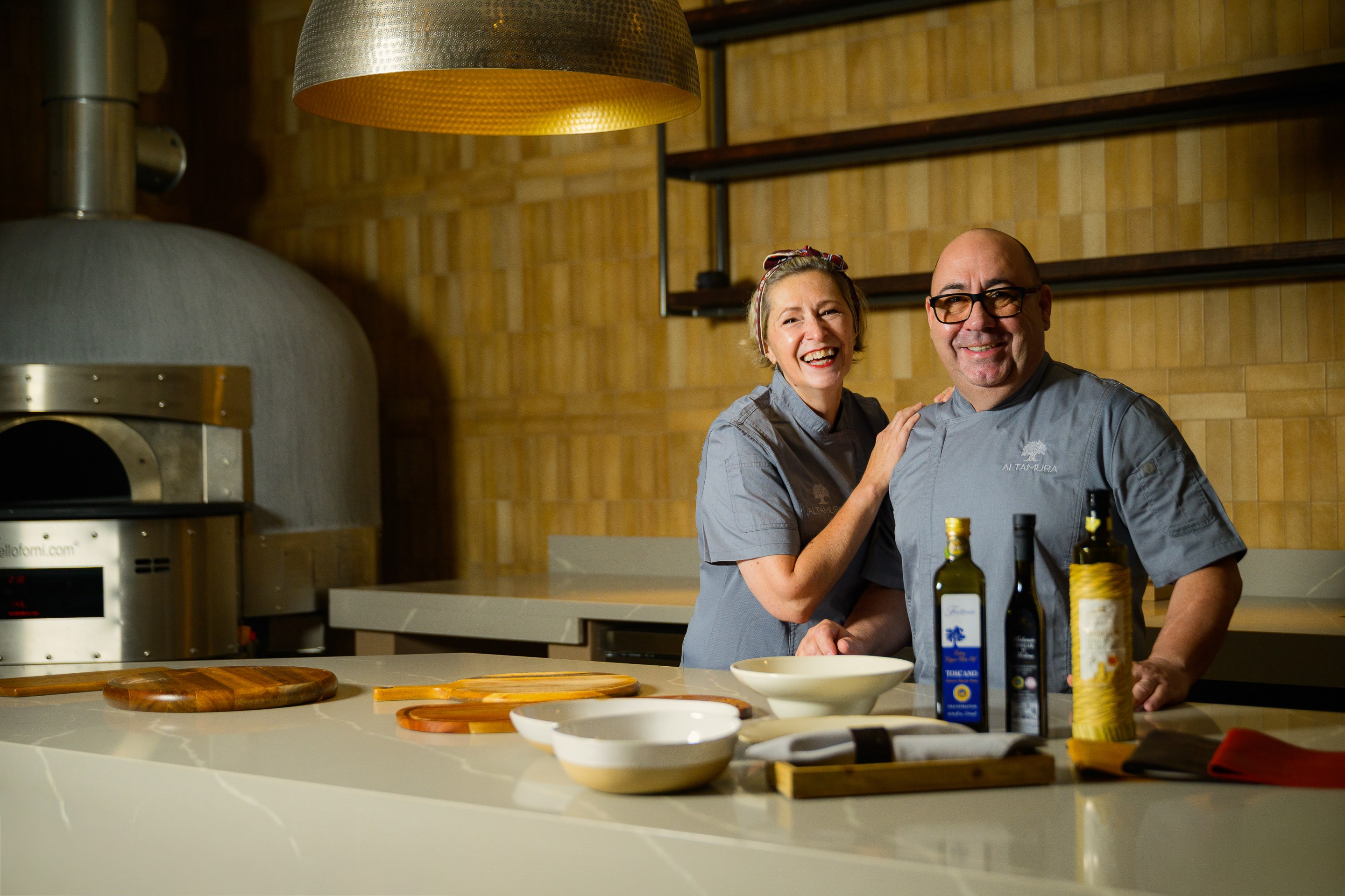 Chefs Elisabetta and Massimo Tundo in the kitchen of Altamura Trattoria in Doral Florida