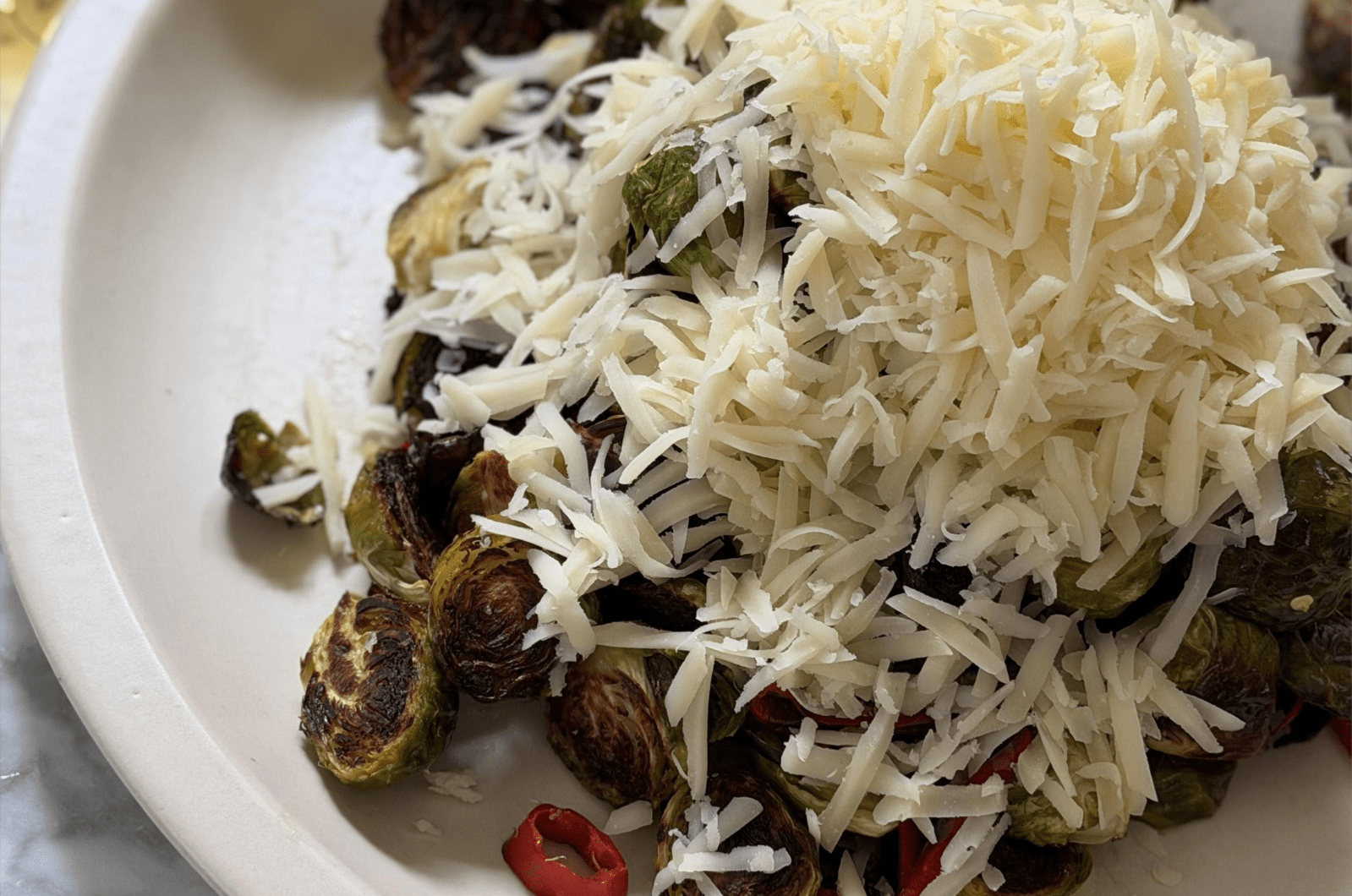 Holiday Brussels Sprouts with Caciocavallo Cheese