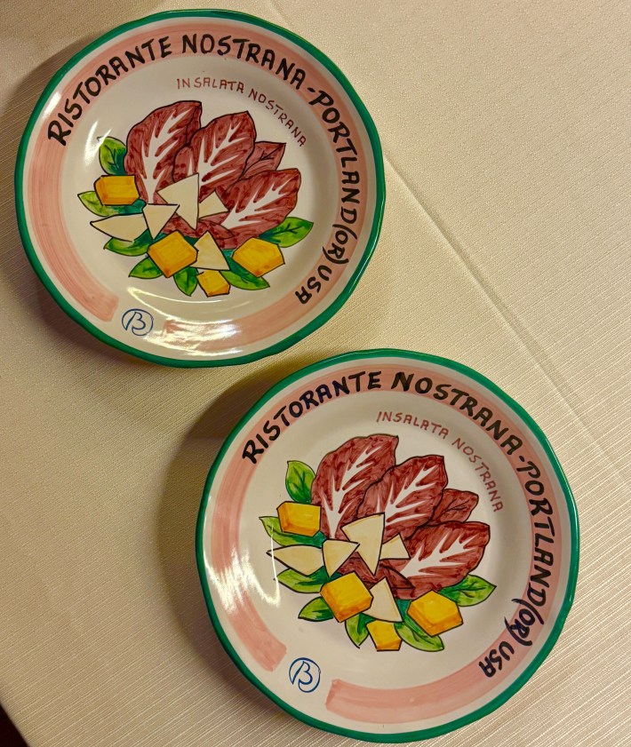The commemorative Buon Ricordo plate featuring Insalata Nostrana. Courtesy of Nostrana.
