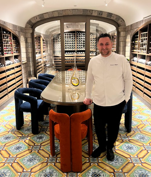 Chef Domenico Iavarone in the new Wine Cellar. Photo by Favorita Hotel.