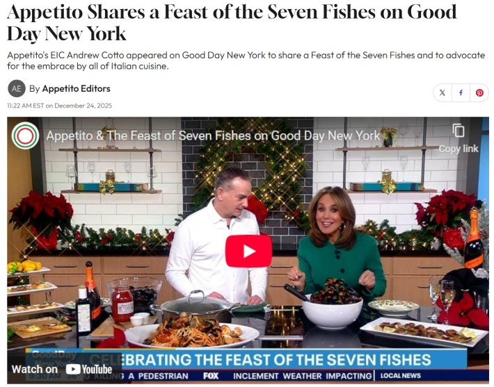 Appetito's Andrew Cotto on Good Day New York (12/22/2025).