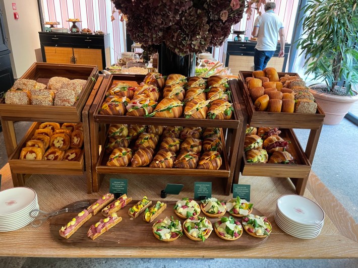 Some of the offerings at the brunch buffet at the Portrait Milano hotel.