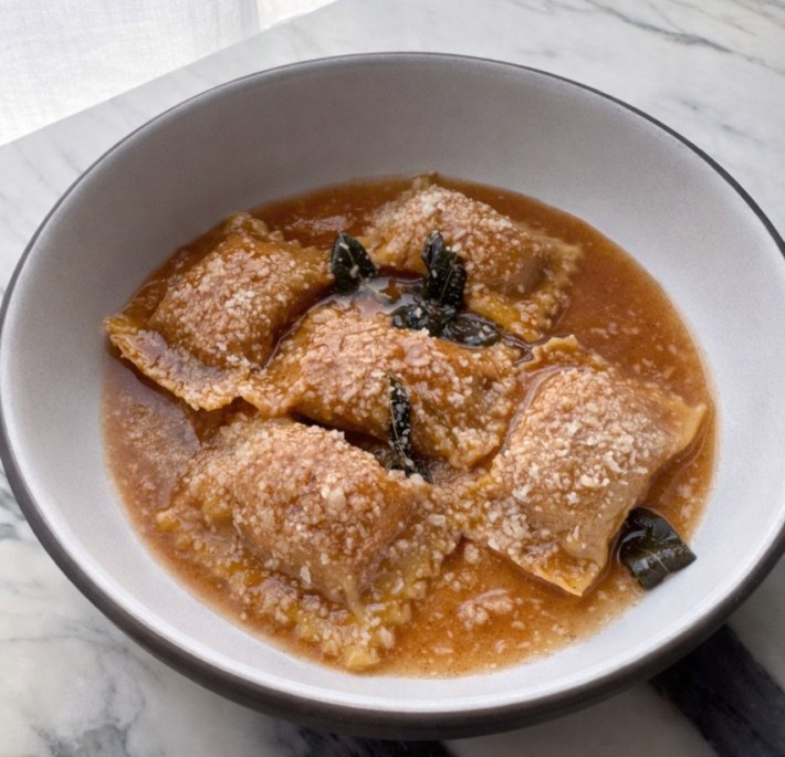 agnolotti pasta at Frankies 457 Spuntino in Brooklyn.