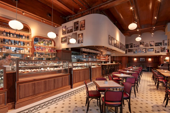 Interior of La Tazza D’Oro Italian café and bar in Gramercy, New York City.