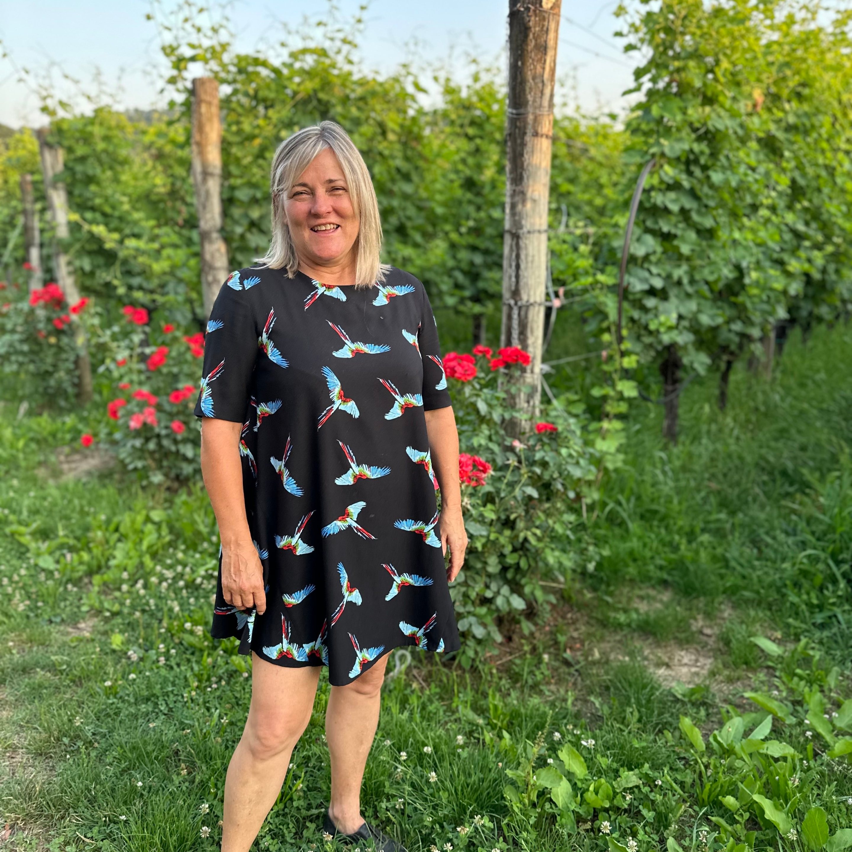 Sheila Donohue in a vineyard in Italy.