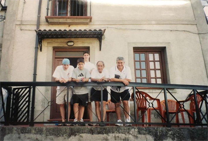 A young Stefano Secchi (back row) with his brothers, father and family friend in Calabria.
