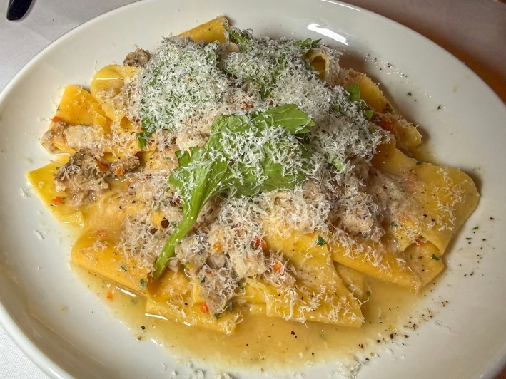 Pappardelle with braised veal and white ragù at Ezio’s steakhouse in Miami Beach