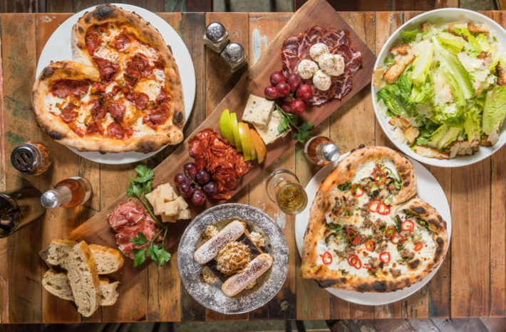 Heart-shaped pizza and Italian dishes at Fornino in Brooklyn