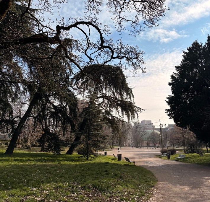Giardini Indro Montanelli park in Milan during winter