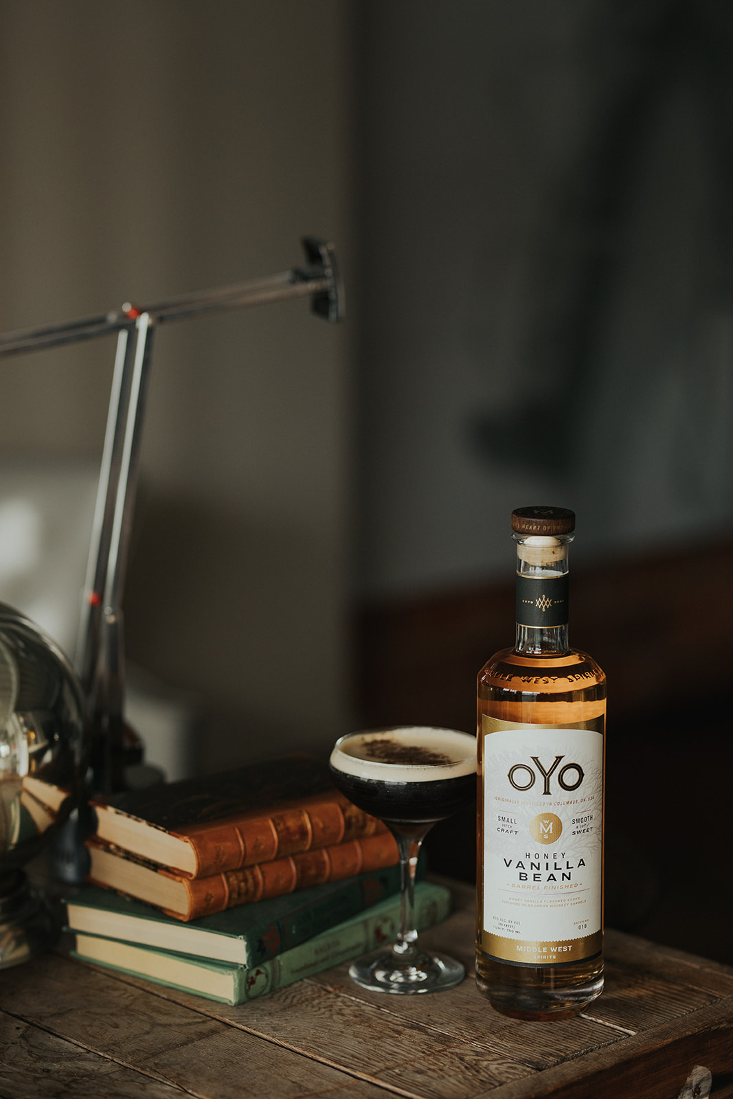 A late winter pour: hazelnut espresso martini made with OYO Barrel Finished Honey Vanilla Bean Vodka.