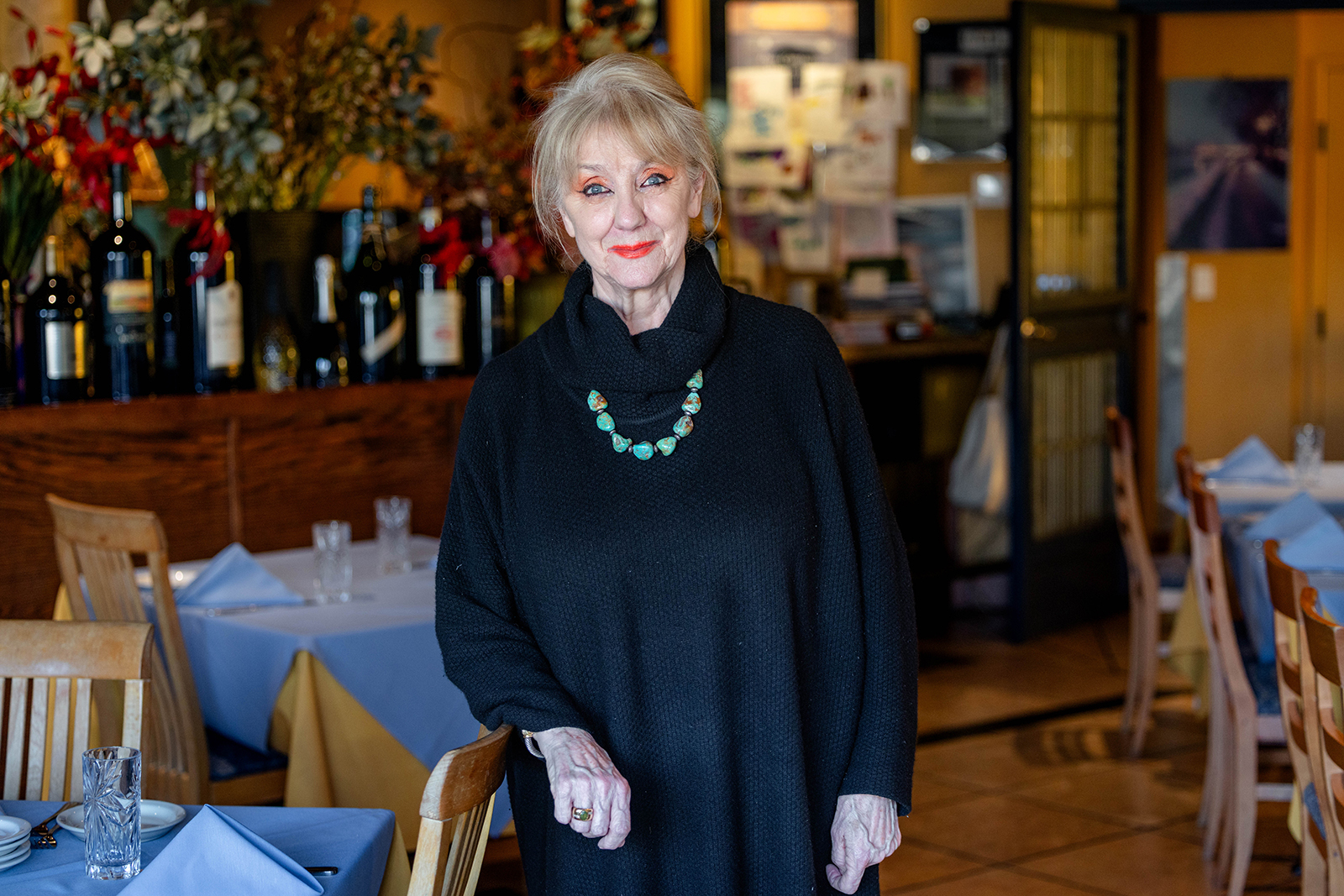 Elena Corsini Mastro inside Parma Ristorante, the dining room she has guided for nearly three decades in Fresno, California. Photo credit: Patty Schmidt Photography