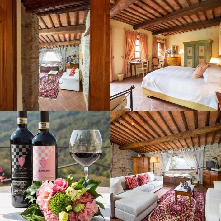 Restored interiors at Livernano reflect the balance between historic preservation and modern comfort.