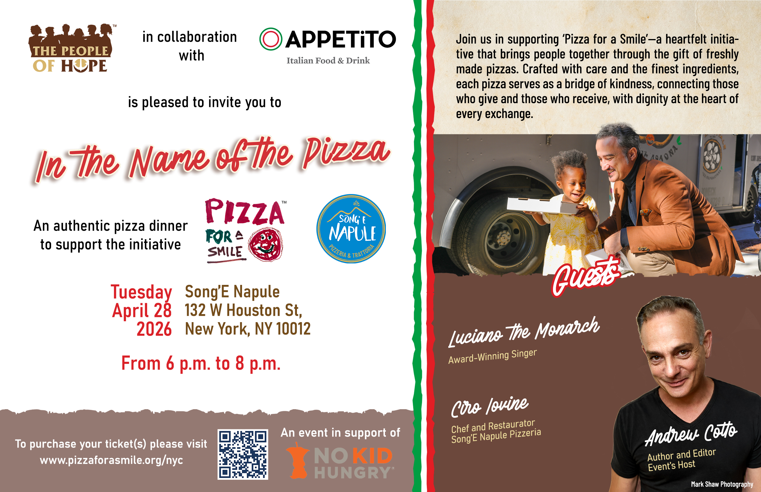 The flyer for "In the Name of the Pizza" to be hosted by Appetito.