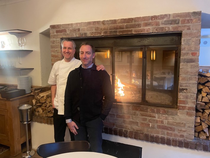 Jordan (left) with Borgo owner and NYC restaurateur Andrew Tarlow.