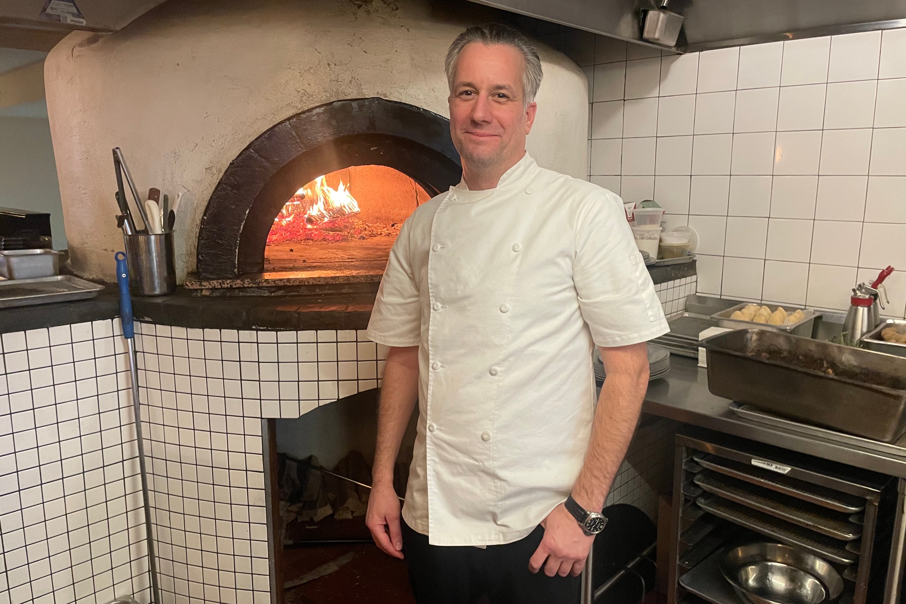 Chef Jordan Frosolone in the kitchen of Borgo.